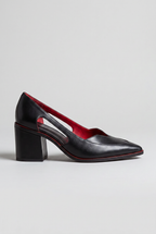 Pointed Toe Court Shoes Black Leather Block Heel Women's – Office, Casual, Gift · Werune