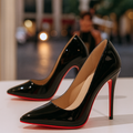 Pointed Toe Stiletto Heels Black Patent Red Sole Women's Pumps – Office, Party, Wedding, Gift
