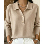 Polo Jumper Knitted Collared Long Sleeve Women's Light Blue – Casual, Office, Gift