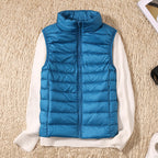 Puffer Gilet Lightweight Padded Women's Pink Stand Collar Zip Front – Casual, Outdoor Layering