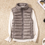 Puffer Gilet Lightweight Padded Women's Pink Stand Collar Zip Front – Casual, Outdoor Layering