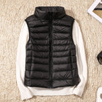 Puffer Gilet Lightweight Padded Women's Pink Stand Collar Zip Front – Casual, Outdoor Layering