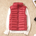 Puffer Gilet Lightweight Padded Women's Pink Stand Collar Zip Front – Casual, Outdoor Layering
