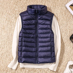 Puffer Gilet Lightweight Padded Women's Pink Stand Collar Zip Front – Casual, Outdoor Layering