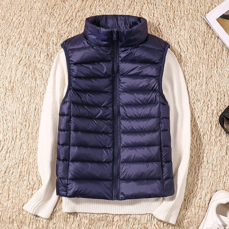 Puffer Gilet Lightweight Padded Women's Pink Stand Collar Zip Front – Casual, Outdoor Layering