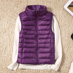 Puffer Gilet Lightweight Padded Women's Pink Stand Collar Zip Front – Casual, Outdoor Layering