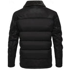 Puffer Jacket Faux Leather Fur Collar Men's Insulated Winter Coat – Casual, Outdoor, Warm Gift