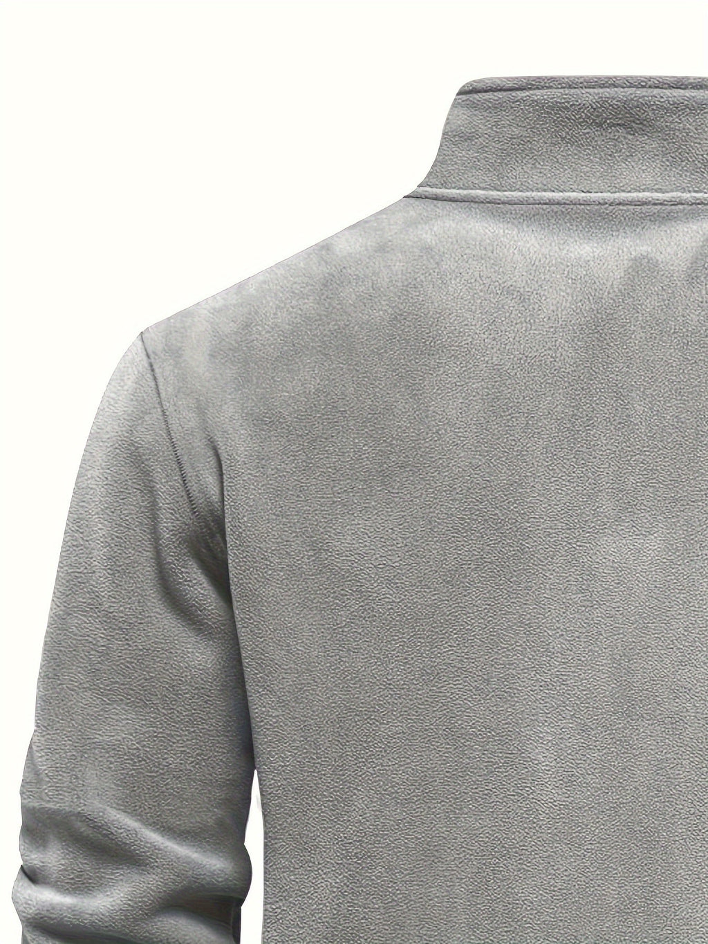 Quarter-Zip Fleece Pullover Men's Stand Collar Khaki Sweatshirt – Casual, Office, Everyday Warmth