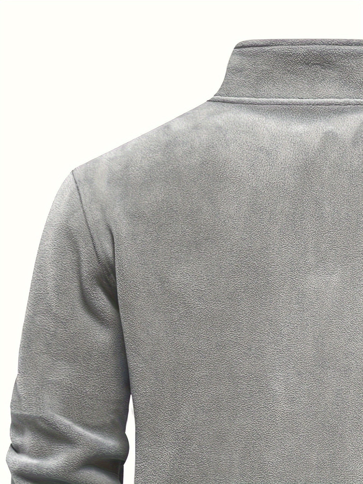 Quarter-Zip Fleece Pullover Men's Stand Collar Khaki Sweatshirt – Casual, Office, Everyday Warmth