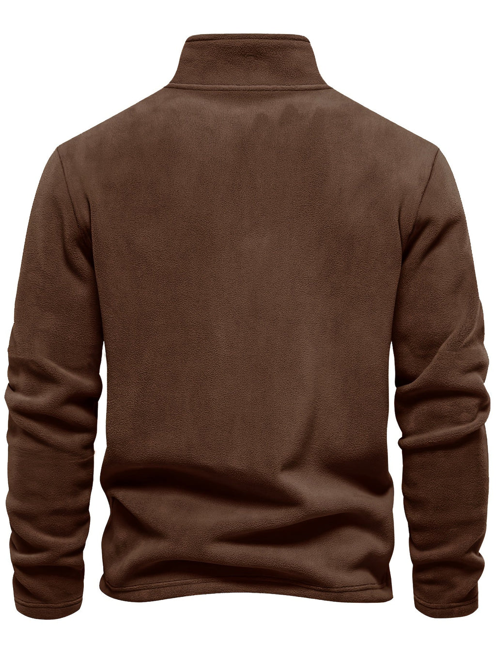 Quarter-Zip Fleece Pullover Men's Stand Collar Khaki Sweatshirt – Casual, Office, Everyday Warmth