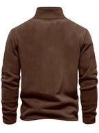 Quarter-Zip Fleece Pullover Men's Stand Collar Khaki Sweatshirt – Casual, Office, Everyday Warmth