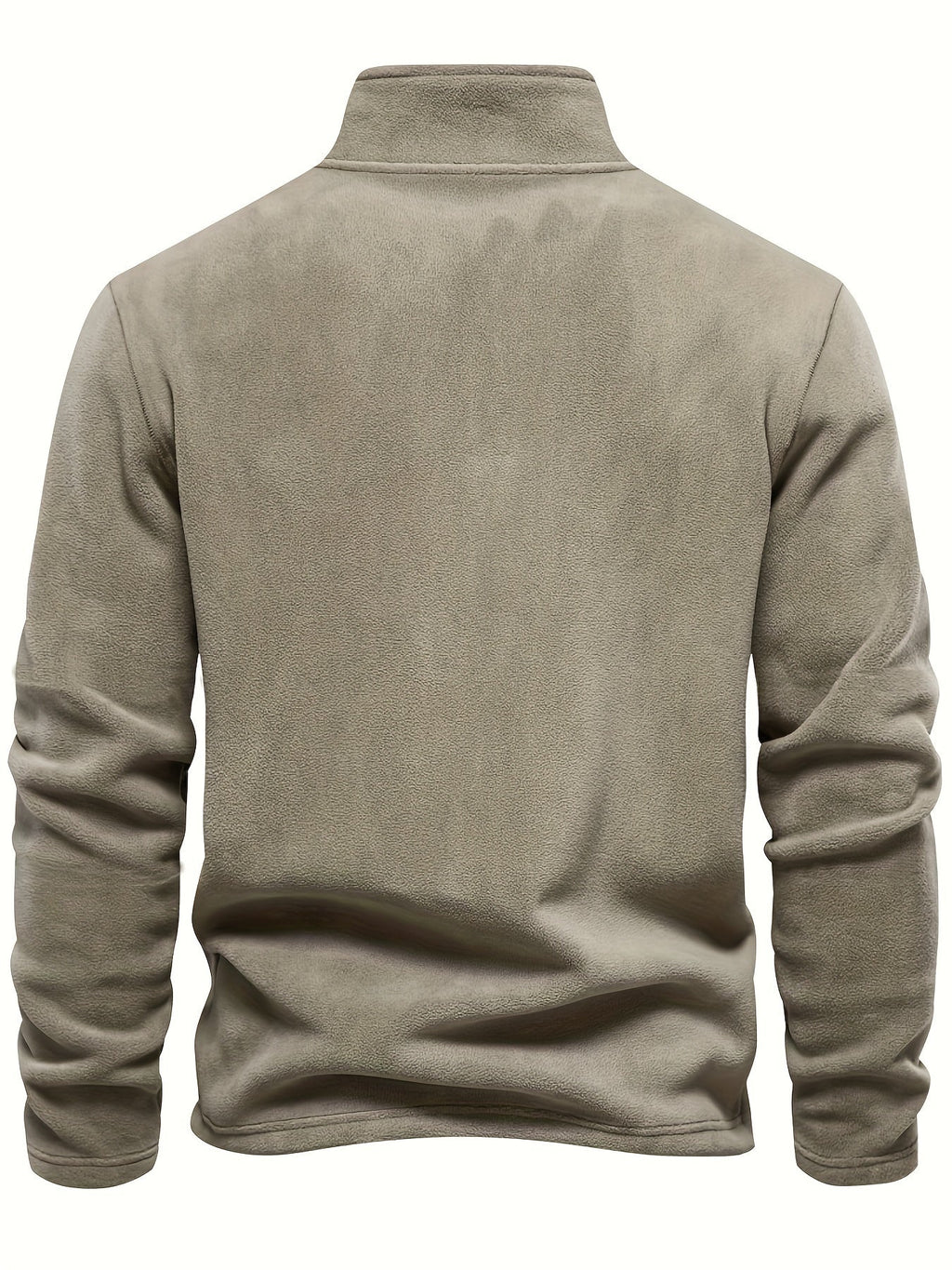Quarter-Zip Fleece Pullover Men's Stand Collar Khaki Sweatshirt – Casual, Office, Everyday Warmth