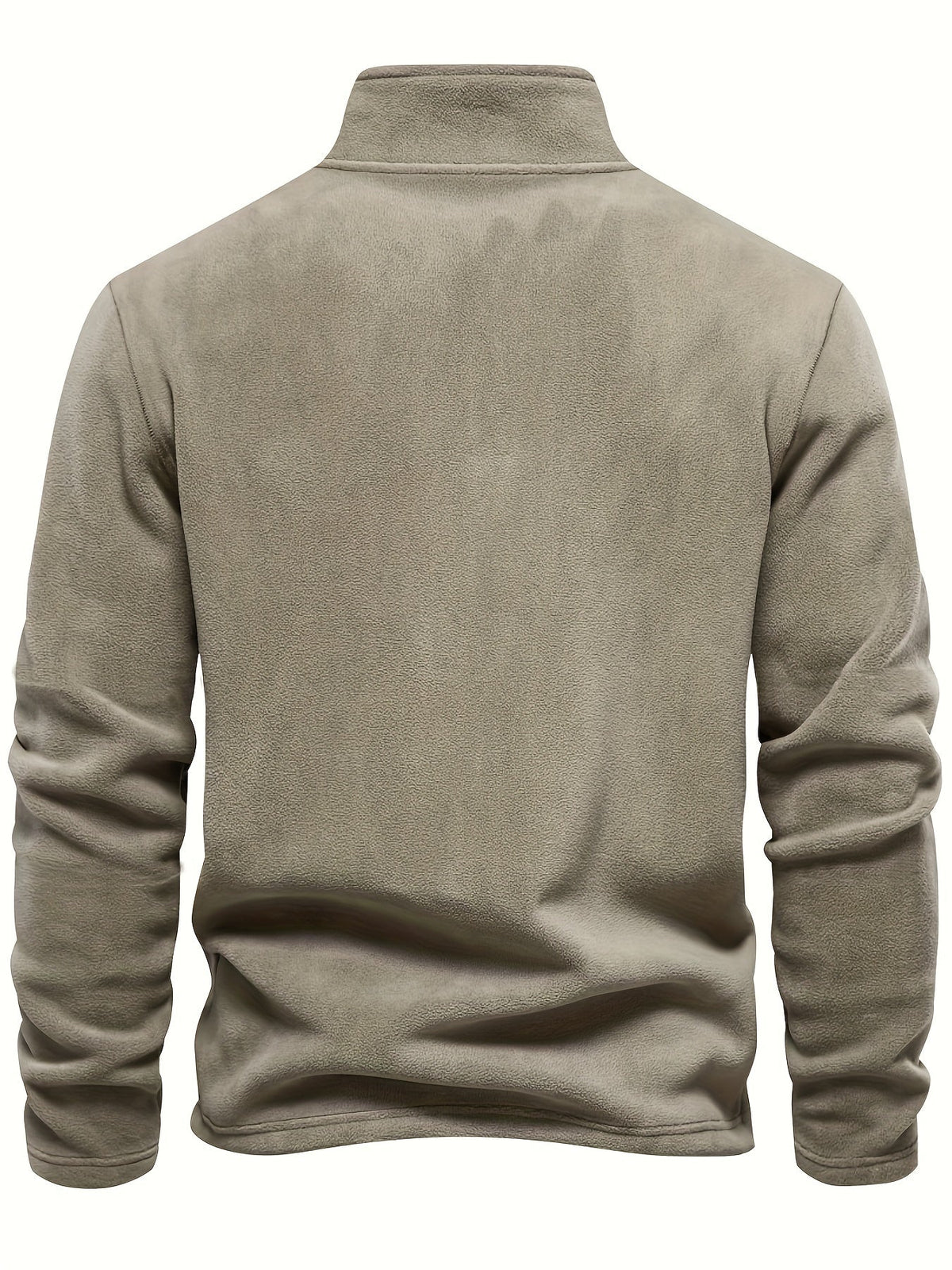 Quarter-Zip Fleece Pullover Men's Stand Collar Khaki Sweatshirt – Casual, Office, Everyday Warmth