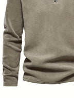 Quarter-Zip Fleece Pullover Men's Stand Collar Khaki Sweatshirt – Casual, Office, Everyday Warmth