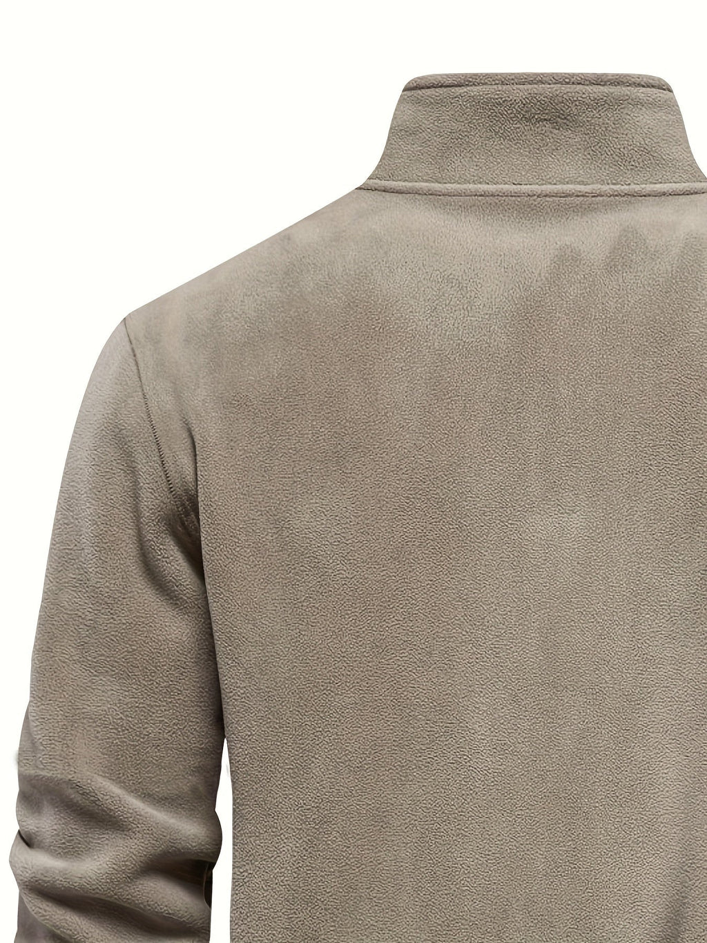 Quarter-Zip Fleece Pullover Men's Stand Collar Khaki Sweatshirt – Casual, Office, Everyday Warmth
