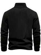 Quarter-Zip Fleece Pullover Men's Stand Collar Khaki Sweatshirt – Casual, Office, Everyday Warmth