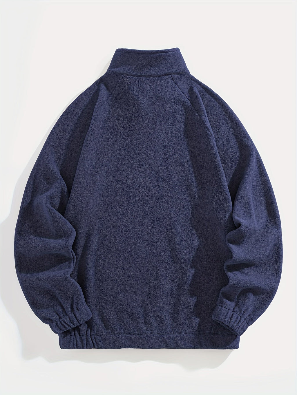 Quarter-Zip Fleece Sweatshirt Men's Black Embroidered Stand Collar Pullover – Casual, Winter, Gift