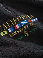 Quarter-Zip Fleece Sweatshirt Men's Black Embroidered Stand Collar Pullover – Casual, Winter, Gift