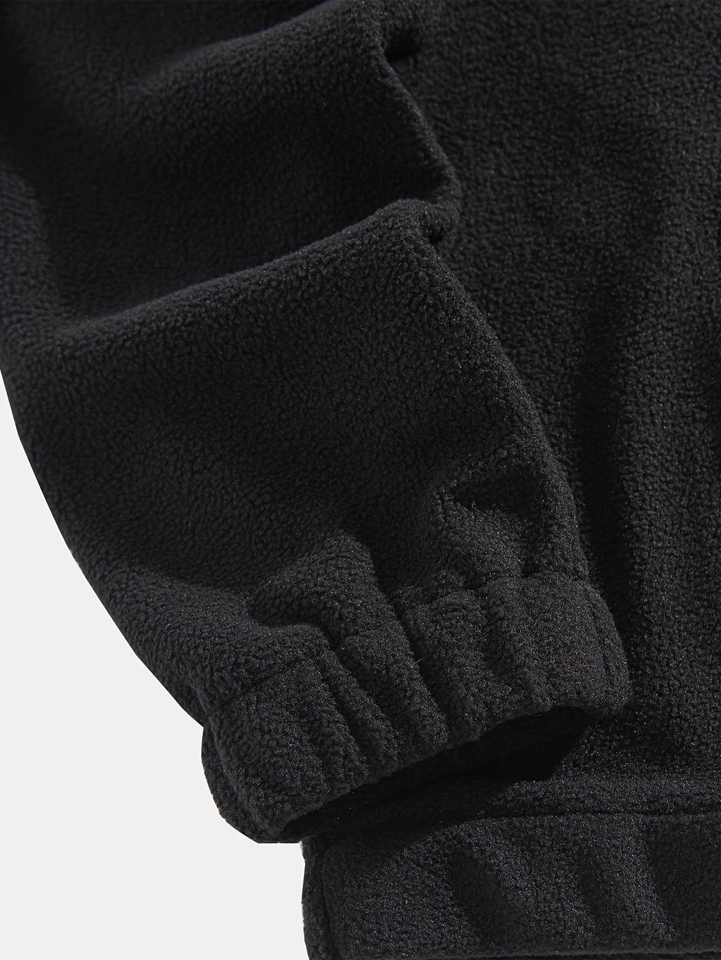Quarter-Zip Fleece Sweatshirt Men's Black Embroidered Stand Collar Pullover – Casual, Winter, Gift