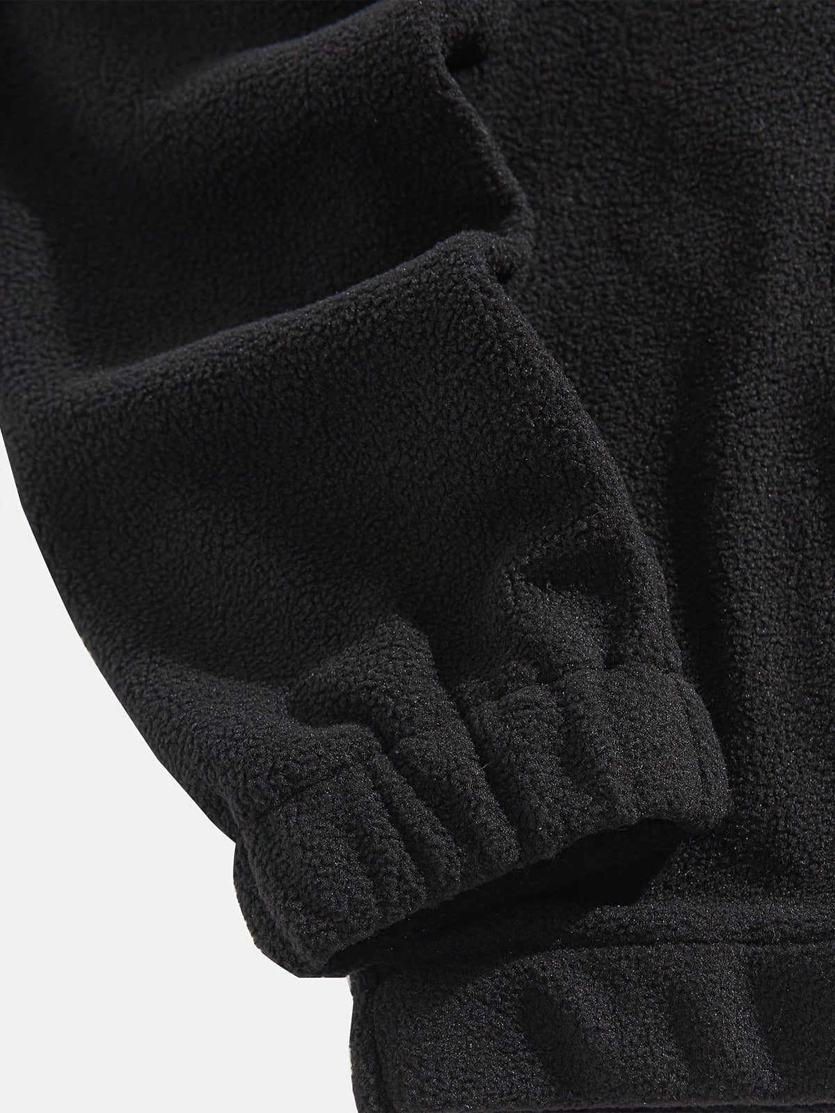 Quarter-Zip Fleece Sweatshirt Men's Black Embroidered Stand Collar Pullover – Casual, Winter, Gift