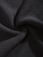 Quarter-Zip Fleece Sweatshirt Men's Black Embroidered Stand Collar Pullover – Casual, Winter, Gift