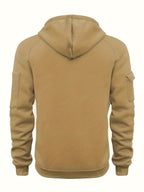 Quarter-Zip Hoodie Men's Black with Cargo Pocket & Drawstring Hood – Casual, Everyday Wear