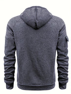 Quarter-Zip Hoodie Men's Black with Cargo Pocket & Drawstring Hood – Casual, Everyday Wear