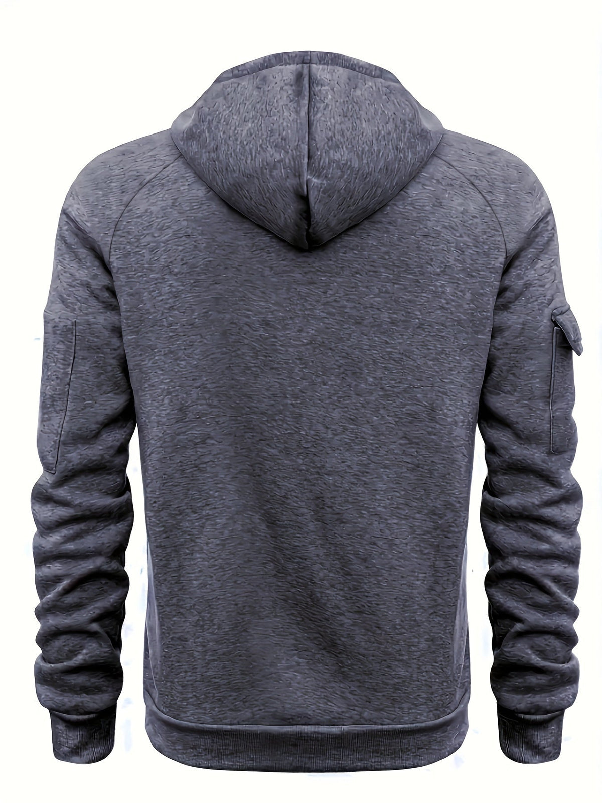 Quarter-Zip Hoodie Men's Black with Cargo Pocket & Drawstring Hood – Casual, Everyday Wear