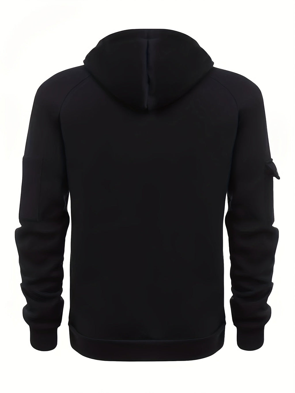 Quarter-Zip Hoodie Men's Black with Cargo Pocket & Drawstring Hood – Casual, Everyday Wear