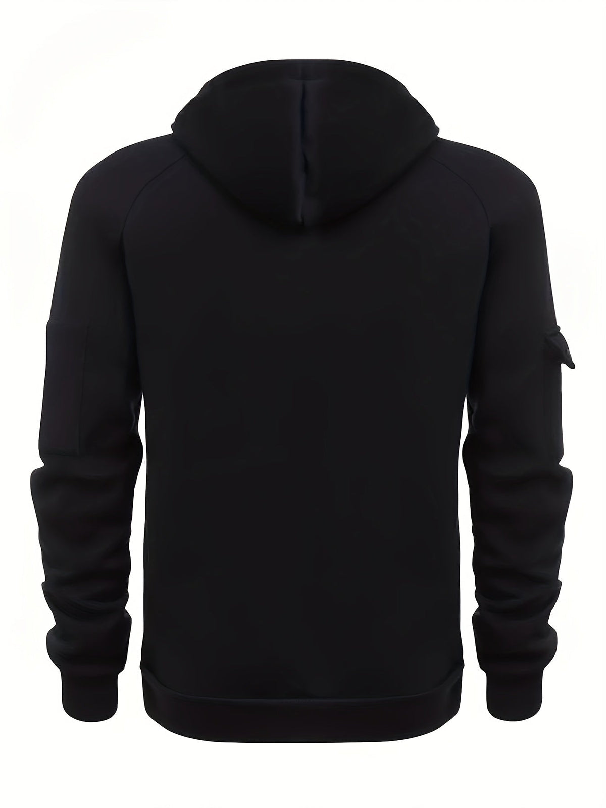 Quarter-Zip Hoodie Men's Black with Cargo Pocket & Drawstring Hood – Casual, Everyday Wear