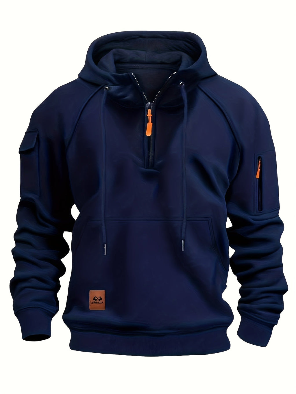 Quarter-Zip Hoodie Men's Black with Cargo Pocket & Drawstring Hood – Casual, Everyday Wear