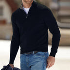 Quarter-Zip Jumper Knitted Grey Men's Long Sleeve Mock Neck – Casual, Office, Gift