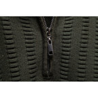 Quarter-Zip Knitted Sweater Men's Textured Olive Green Pullover – Casual, Office, Gift