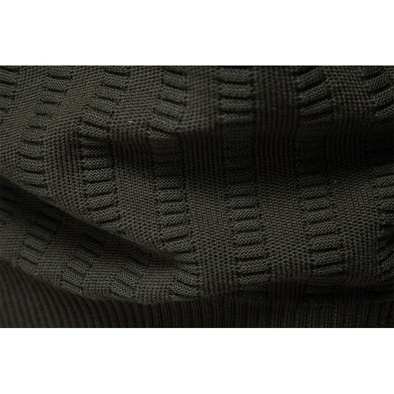 Quarter-Zip Knitted Sweater Men's Textured Olive Green Pullover – Casual, Office, Gift