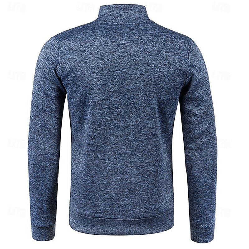 Quarter-Zip Polo Shirt Long-Sleeve Men's Stand Collar Slim Fit – Casual, Office, Gift