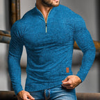 Quarter-Zip Polo Shirt Long-Sleeve Men's Stand Collar Slim Fit – Casual, Office, Gift