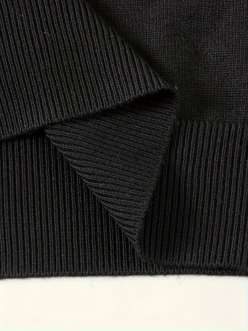 Quarter-Zip Polo Sweater Knitted Black Men's Long Sleeve Collared Jumper – Casual, Office
