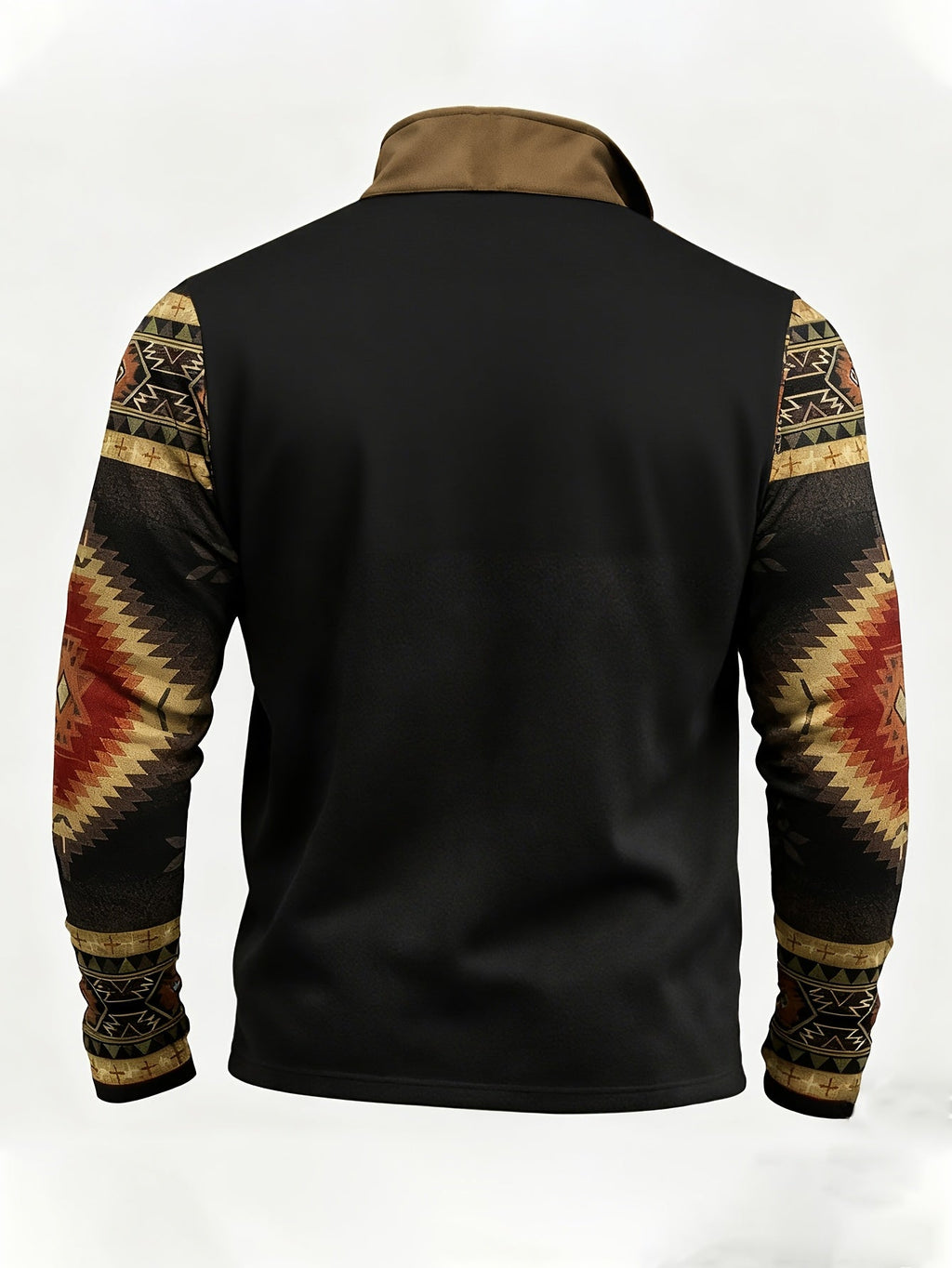 Quarter-Zip Pullover Aztec Print Stand Collar Men's Sweatshirt – Casual, Autumn Layering