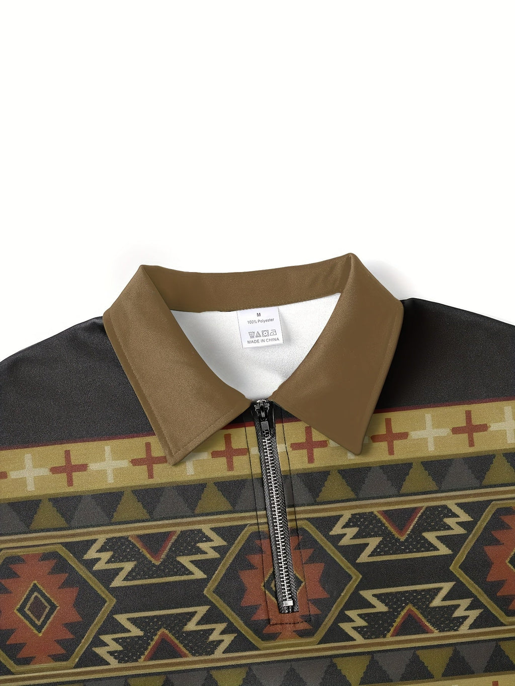 Quarter-Zip Pullover Aztec Print Stand Collar Men's Sweatshirt – Casual, Autumn Layering