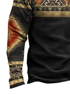 Quarter-Zip Pullover Aztec Print Stand Collar Men's Sweatshirt – Casual, Autumn Layering