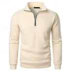 Quarter-Zip Pullover Men's Grey Stand Collar Sweatshirt – Casual, Office, Everyday Wear