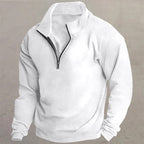 Quarter-Zip Pullover Men's Grey Stand Collar Sweatshirt – Casual, Office, Everyday, Gift