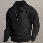 Quarter-Zip Pullover Men's Grey Stand Collar Sweatshirt – Casual, Office, Everyday, Gift