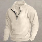 Quarter-Zip Pullover Men's Grey Stand Collar Sweatshirt – Casual, Office, Everyday, Gift