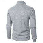 Quarter-Zip Pullover Men's Grey Stand Collar Sweatshirt – Casual, Office, Everyday Wear