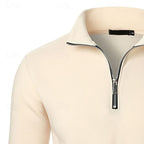 Quarter-Zip Pullover Men's Grey Stand Collar Sweatshirt – Casual, Office, Everyday Wear