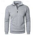 Quarter-Zip Pullover Men's Grey Stand Collar Sweatshirt – Casual, Office, Everyday Wear