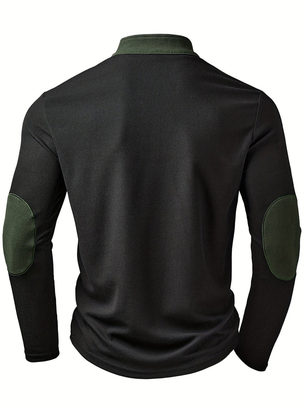 Quarter-Zip Pullover Men's Ribbed Colour-Block Black Green Stand Collar – Casual, Office, Gift