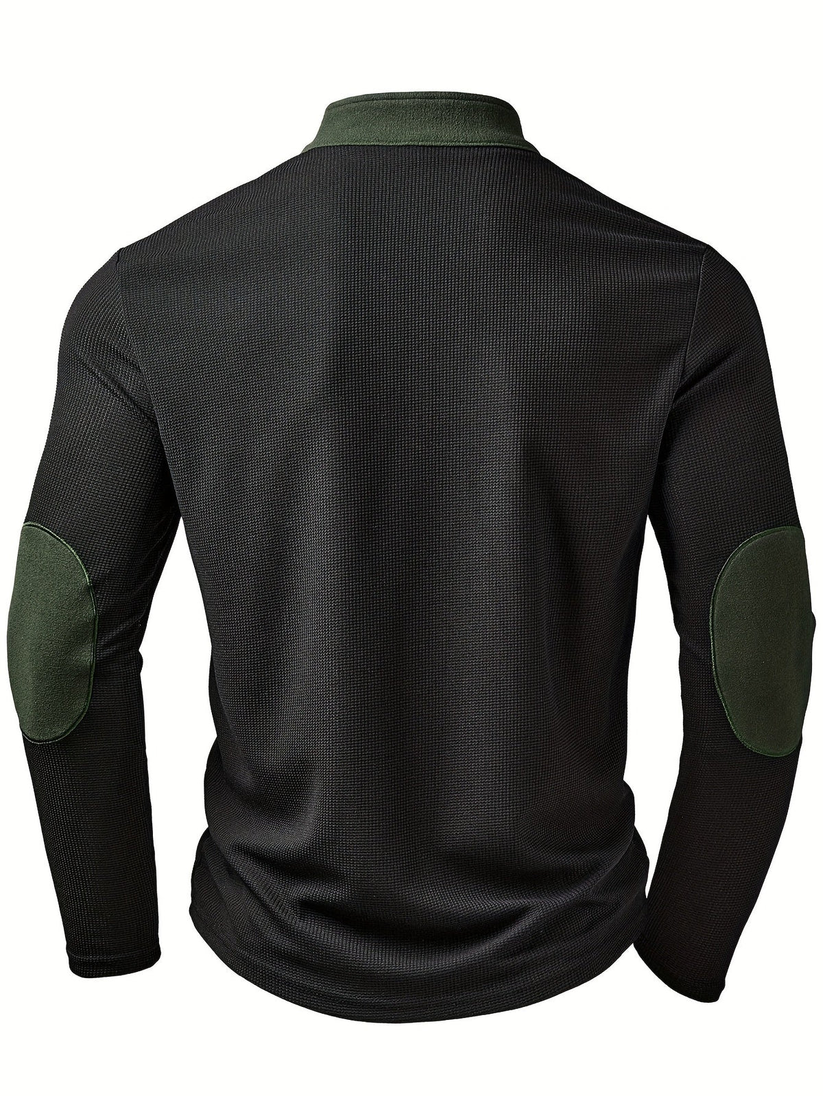 Quarter-Zip Pullover Men's Ribbed Colour-Block Black Green Stand Collar – Casual, Office, Gift
