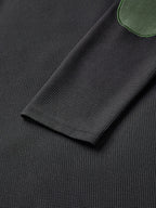 Quarter-Zip Pullover Men's Ribbed Colour-Block Black Green Stand Collar – Casual, Office, Gift